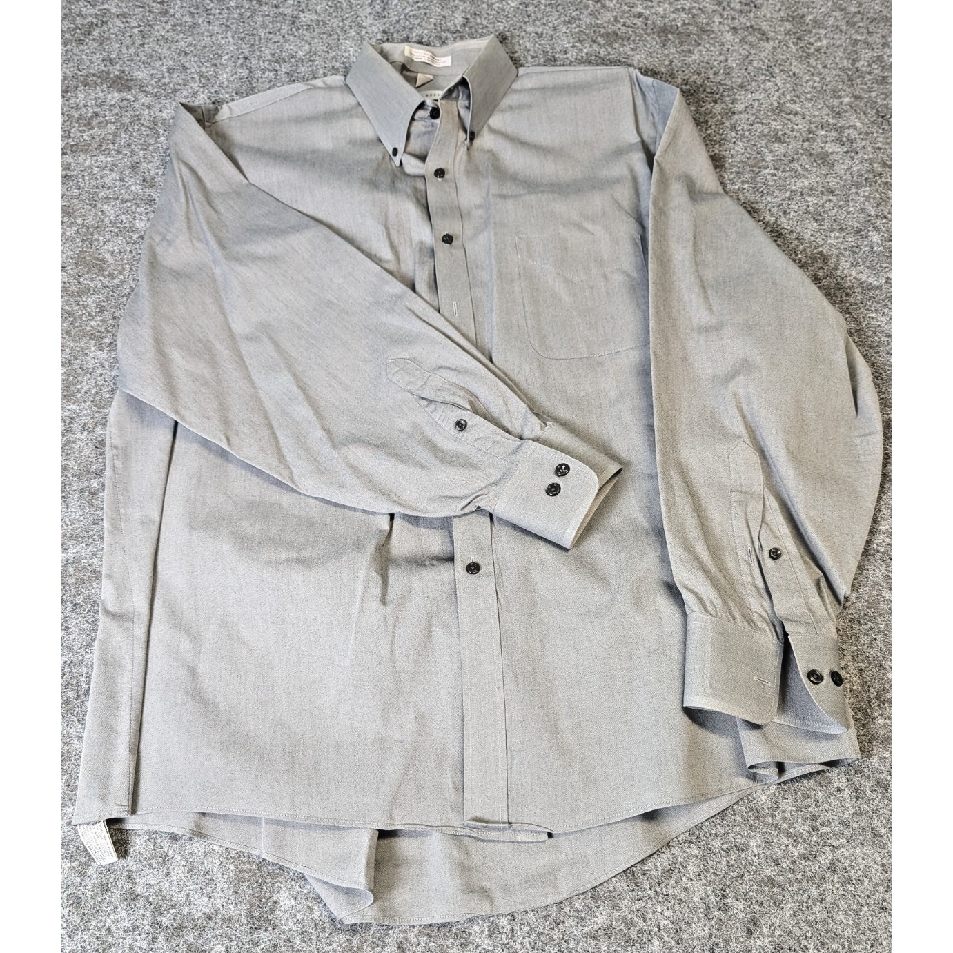 Geoffrey Beene Button Down Dress Shirt Mens 2xl Gray 80's 2 Ply Pinpoint